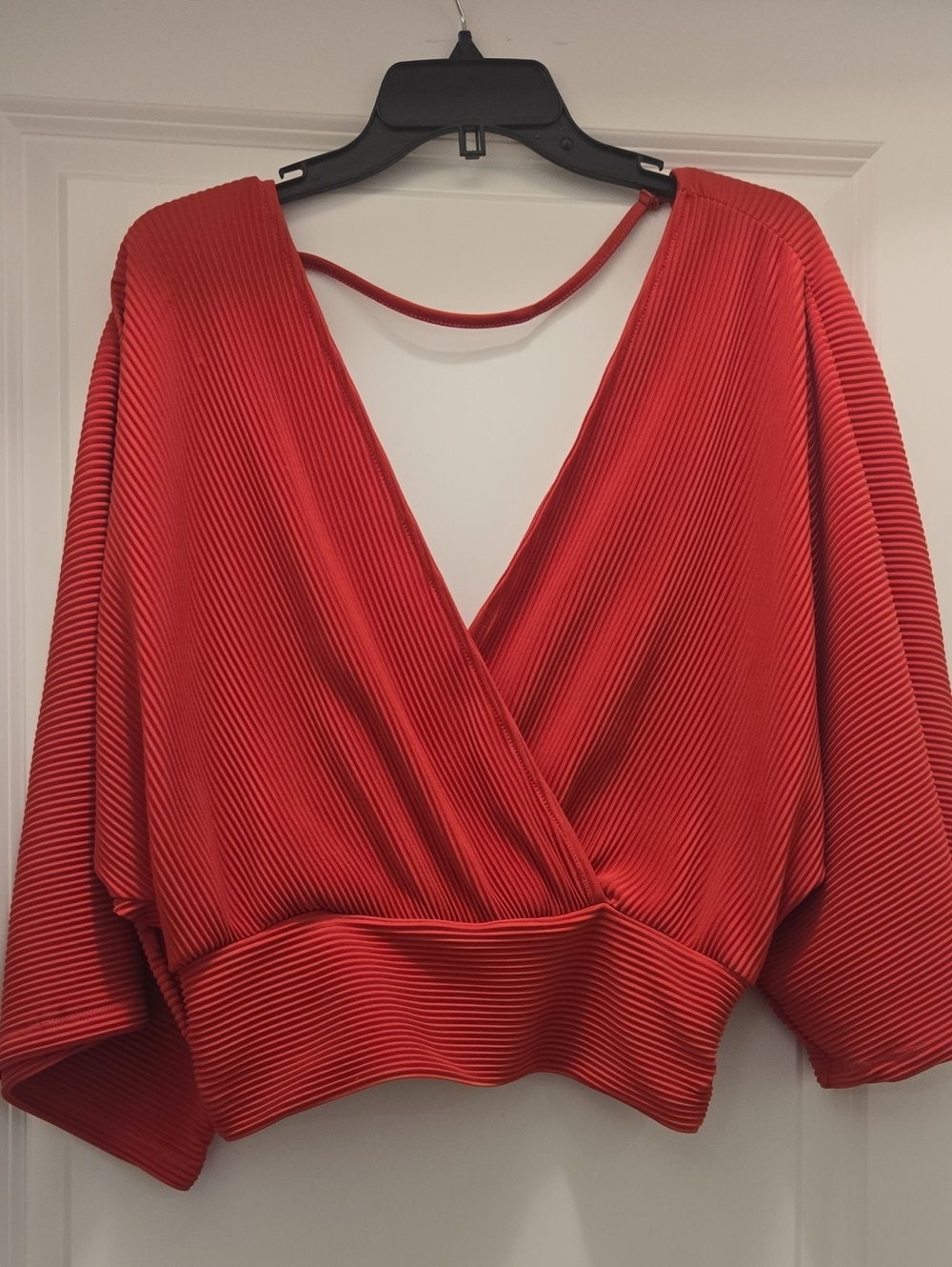 Anthropologie Red Pleated Wrap-Front Blouse